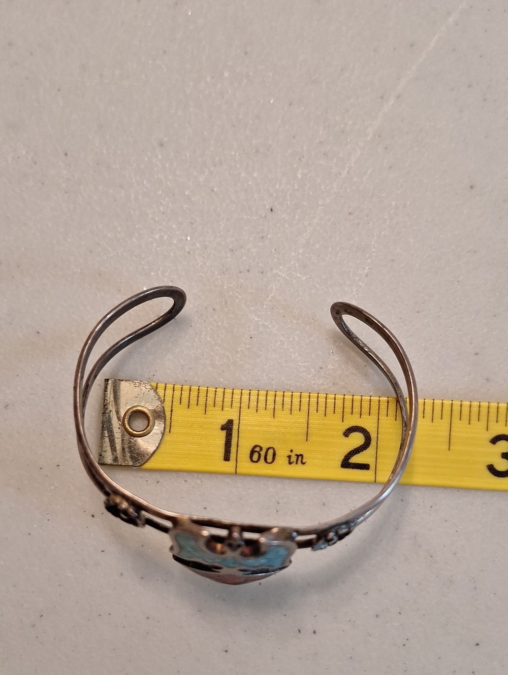 Turquoise & Coral Inlay Thunderbird Cuff Bracelet - Picture 5 of 6